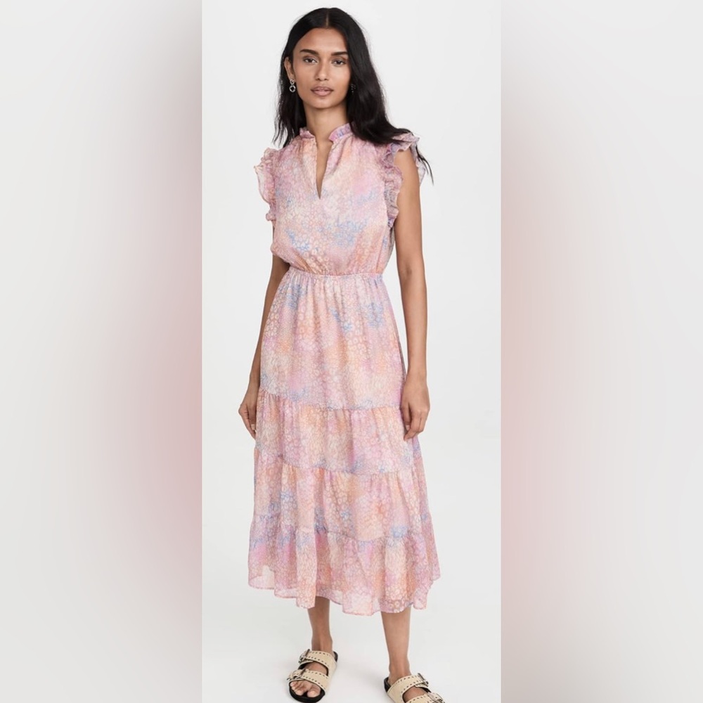 BB Dakota Pastel Floral Snake Print Ruffle Dress Size M